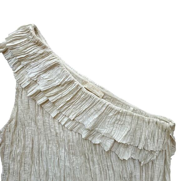 Ulla Johnson Ravenna One-Shoulder Pleated Ruffle Top Ivory Size 6 Blouse - Picture 4 of 13